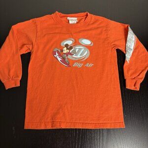 Vintage 90s/Y2K Disney Store Boys Kids XS Mickey Mouse Big Air Orange T-Shirt